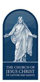 image of Jesus, wearing a robe, his arms spread apart. Includes the words: Church of Jesus Christ of Latter-Day Saints