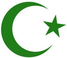 image of a crescent moon and a 5-pointed star, symbol of Islam